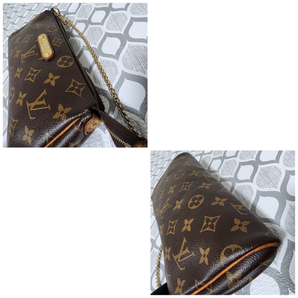 Authentic LOUIS VUITTON Monogram Canvas Eva Clutch/ Crossbody Bag Brown - Picture 13 of 16